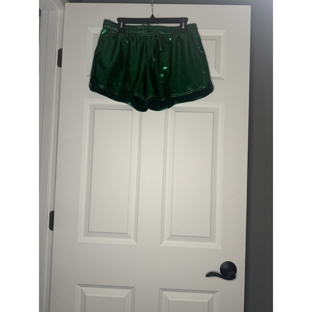 Poshdivah Plus Size Holiday Active Metallic Green Shorts 3xl Nwot - Picture 1 of 2